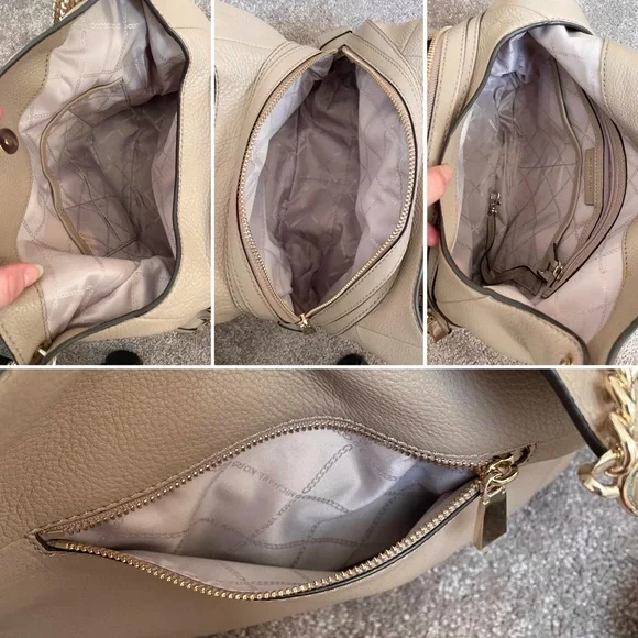 New!⚡️NWT MICHAEL KORS Lillie Taupe Truffle Pebbled Leather Shoulder Bag - Picture 8 of 16